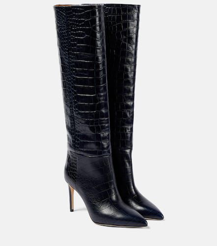 Croc-effect leather knee-high boots - Paris Texas - Modalova
