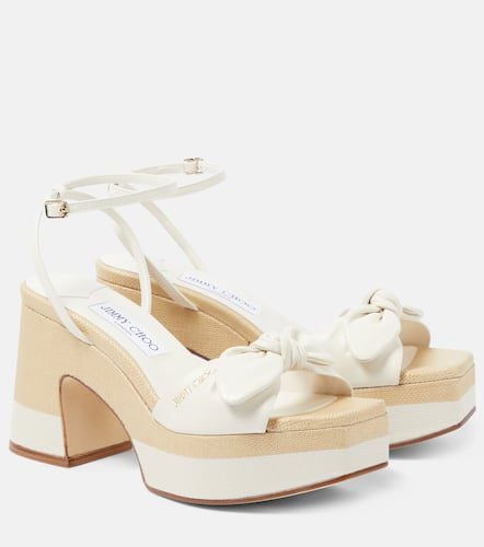 Ricia leather and raffia platform sandals - Jimmy Choo - Modalova