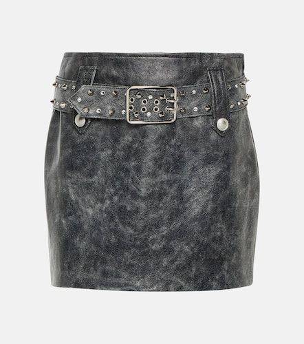 Minifalda de piel adornada con cinturón - Alessandra Rich - Modalova