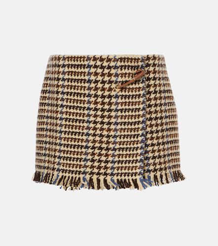 Fringed houndstooth wool-blend miniskirt - Prada - Modalova