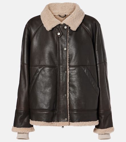 Giacca in pelle con shearling - Brunello Cucinelli - Modalova