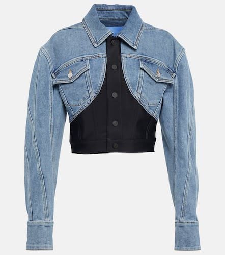 Chaqueta cropped con paneles de denim - Mugler - Modalova