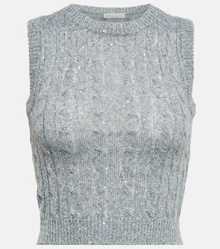 Tank top in misto lino a trecce - Brunello Cucinelli - Modalova