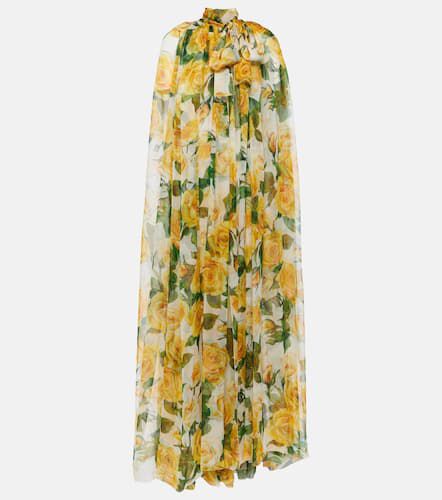 Vestido de fiesta de chifón de seda con capa - Dolce&Gabbana - Modalova