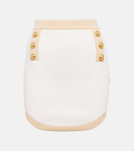 Embellished ribbed-knit miniskirt - Balmain - Modalova