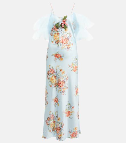 Floral silk satin midi dress - Rodarte - Modalova