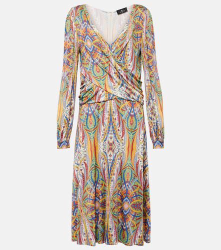 Printed gathered jersey midi dress - Etro - Modalova