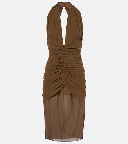 Ruched silk crÃªpe midi dress - Saint Laurent - Modalova