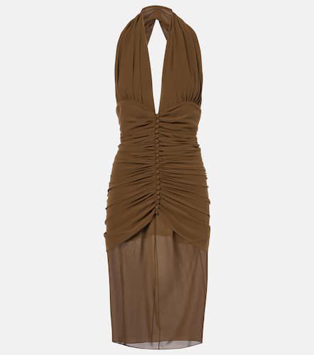 Ruched silk crêpe midi dress - Saint Laurent - Modalova