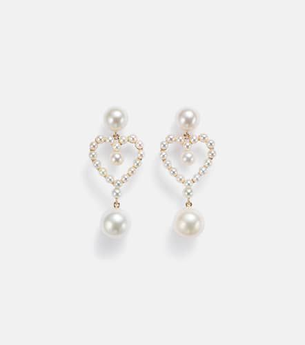 Pearl Heart 14kt gold pendant earrings with pearls - Sophie Bille Brahe - Modalova