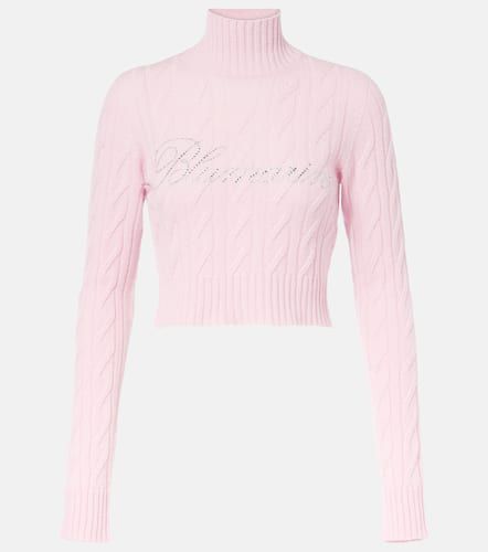 Logo cropped wool and cashmere sweater - Blumarine - Modalova