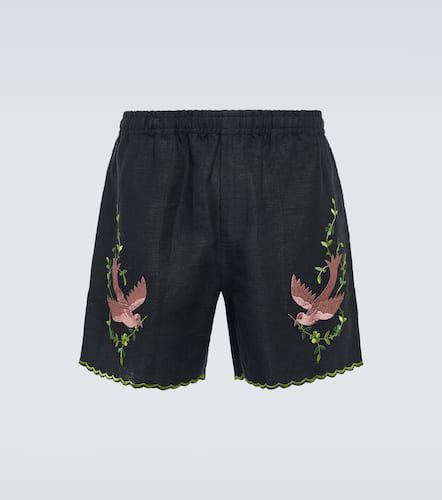 Rosefinch embroidered linen Bermuda shorts - Bode - Modalova