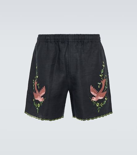 Rosefinch embroidered linen Bermuda shorts - Bode - Modalova