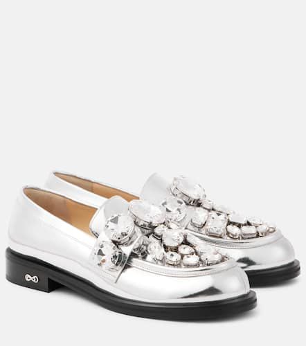 Loafers aus Metallic-Leder mit Kristallen - Mach & Mach - Modalova