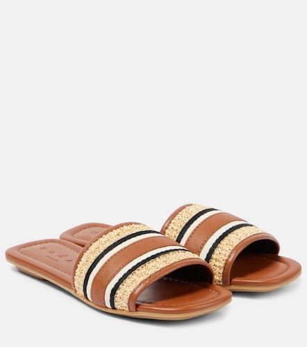 Striped leather-trimmed slides - Hogan - Modalova