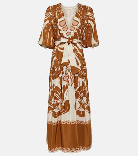 Printed puff-sleeve silk maxi dress - Adriana Degreas - Modalova