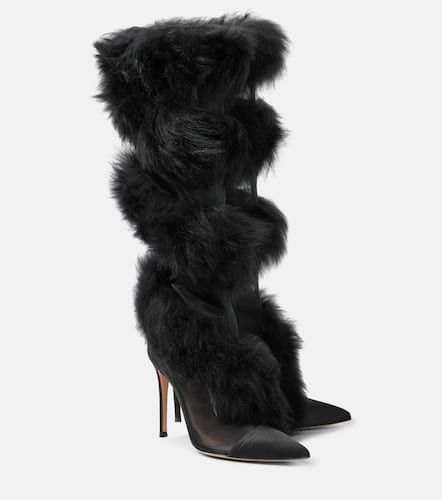 Shearling and mesh knee-high boots - Gianvito Rossi - Modalova