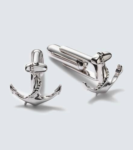 Anchor rhodium-plated sterling cufflinks - Mateo - Modalova
