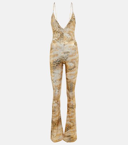 Embellished printed flared jumpsuit - Alessandra Rich - Modalova
