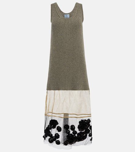 Embellished wool-blend midi dress - Prada - Modalova