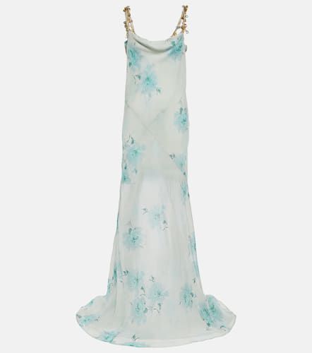 Floral embellished silk chiffon gown - Dries Van Noten - Modalova