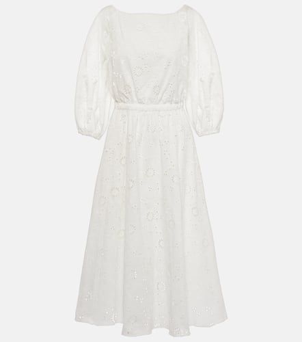 Openwork embroidered cotton midi dress - Carolina Herrera - Modalova