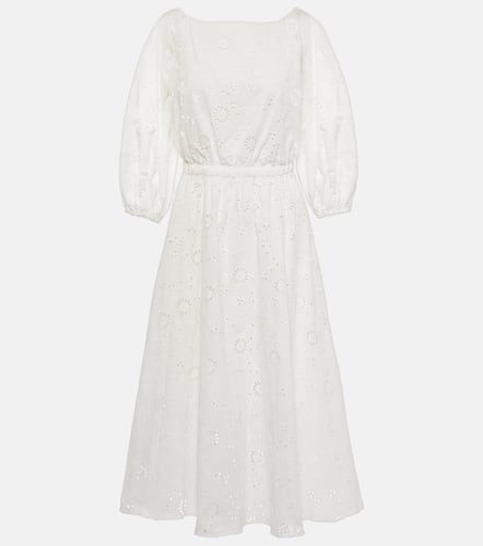 Vestido midi de algodón con bordado inglés - Carolina Herrera - Modalova