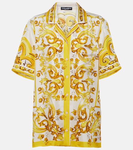 Camicia Majolica in twill di seta - Dolce&Gabbana - Modalova