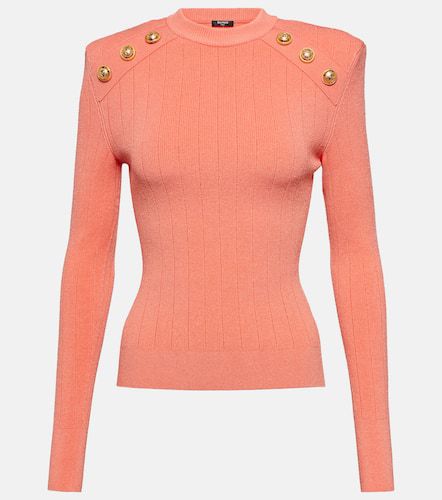 Embellished ribbed-knit sweater - Balmain - Modalova