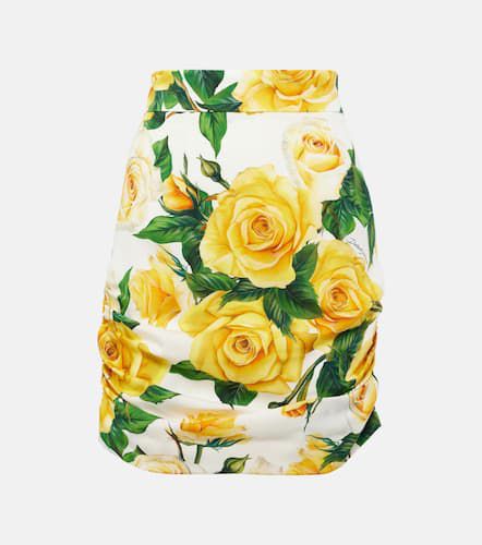 Minifalda en mezcla de seda floral - Dolce&Gabbana - Modalova