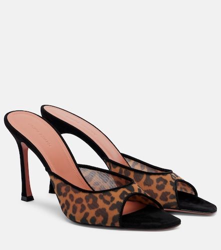 Alexa 95 leopard-print mesh mules - Amina Muaddi - Modalova