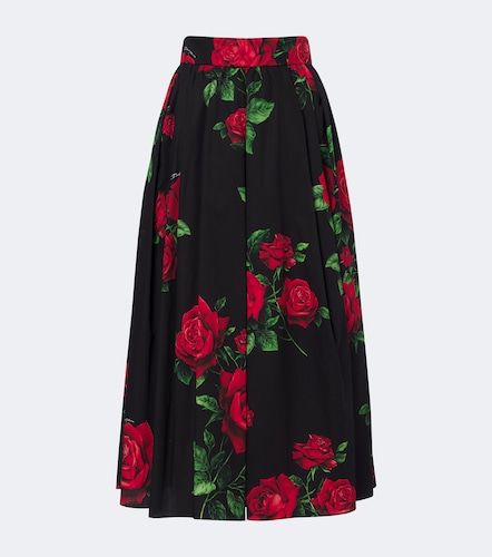 Falda midi de popelín de algodón floral - Dolce&Gabbana - Modalova