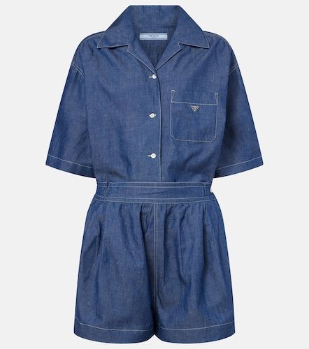 Camicia in chambray di cotone e lino - Prada - Modalova