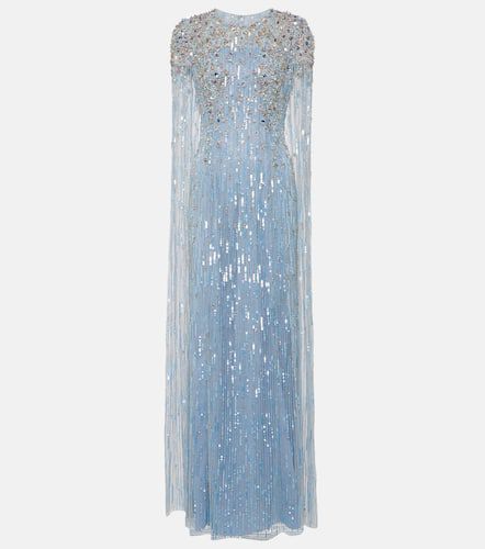 Caped sequined crystal-embellished gown - Jenny Packham - Modalova