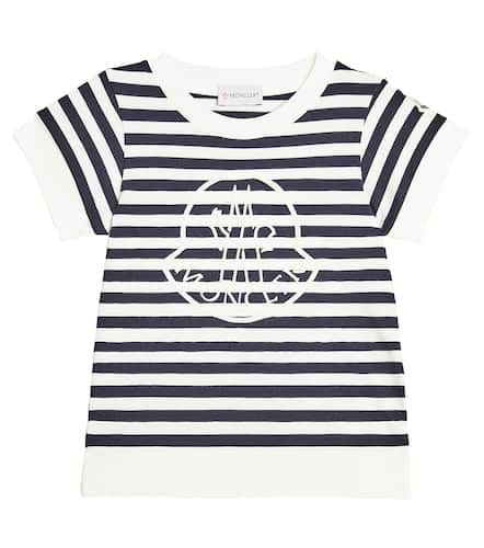 T-shirt in jersey di cotone a righe - Moncler Enfant - Modalova
