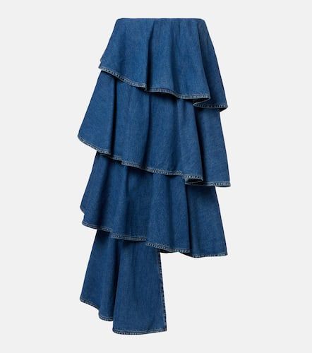 Alaïa Jupe midi Spiral en denim - Alaia - Modalova
