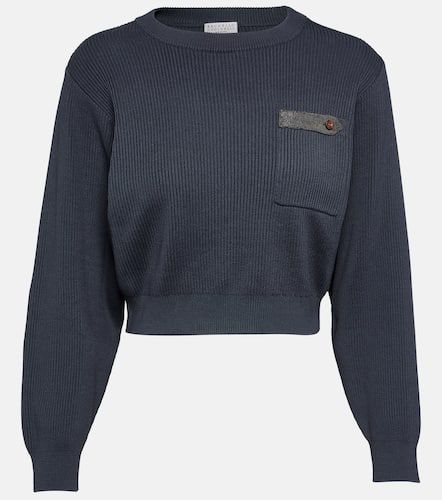 Cropped ribbed-knit cotton sweater - Brunello Cucinelli - Modalova