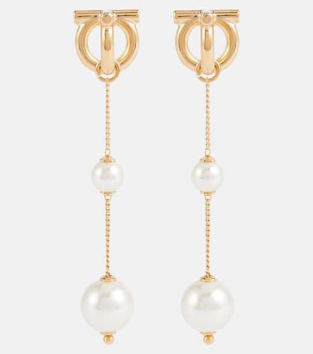 Gancini faux pearl drop earrings - Ferragamo - Modalova