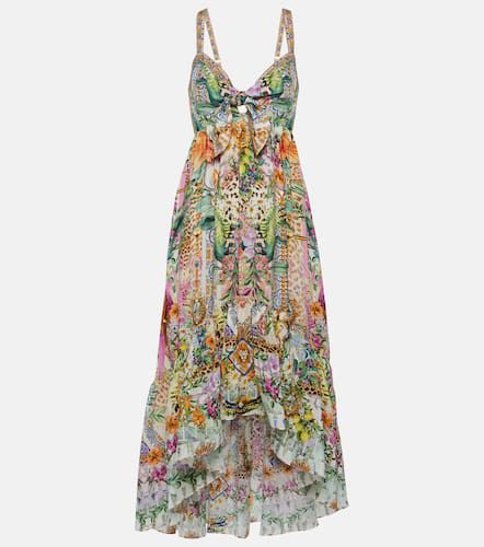 Asymmetric printed silk midi dress - Camilla - Modalova