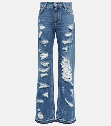 Distressed Mid-Rise Wide-Leg Jeans - Dolce&Gabbana - Modalova