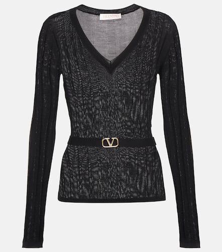 VLogo belted virgin wool sweater - Valentino - Modalova