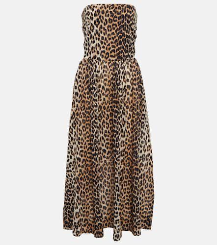 Leopard-print cotton midi dress - Ganni - Modalova