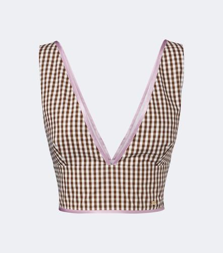 Top cropped in cotone a quadri - Valentino - Modalova