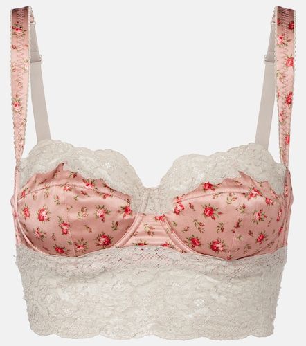 Top in seta e cotone con pizzo floreale - Dolce&Gabbana - Modalova