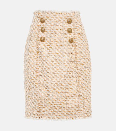 Minifalda en tweed de tiro alto - Balmain - Modalova