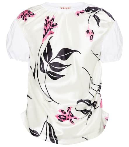 Camiseta de satén y algodón floral - Marni - Modalova