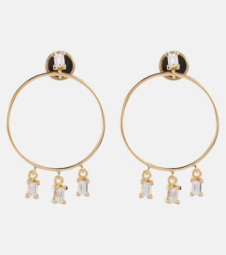 Kt yellow hoop earrings with diamonds - Ileana Makri - Modalova