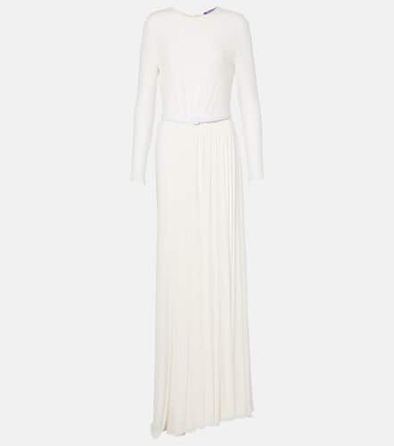 Shirred leather-trimmed maxi dress - Ralph Lauren Collection - Modalova