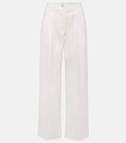 High-rise cotton twill wide-leg pants - Toteme - Modalova