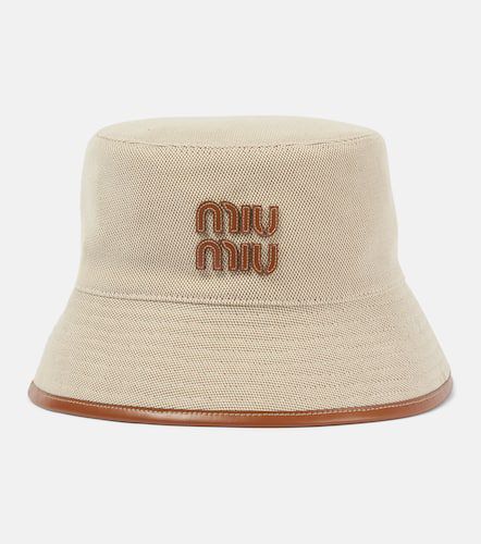 Cappello da pescatore in canvas con logo - Miu Miu - Modalova